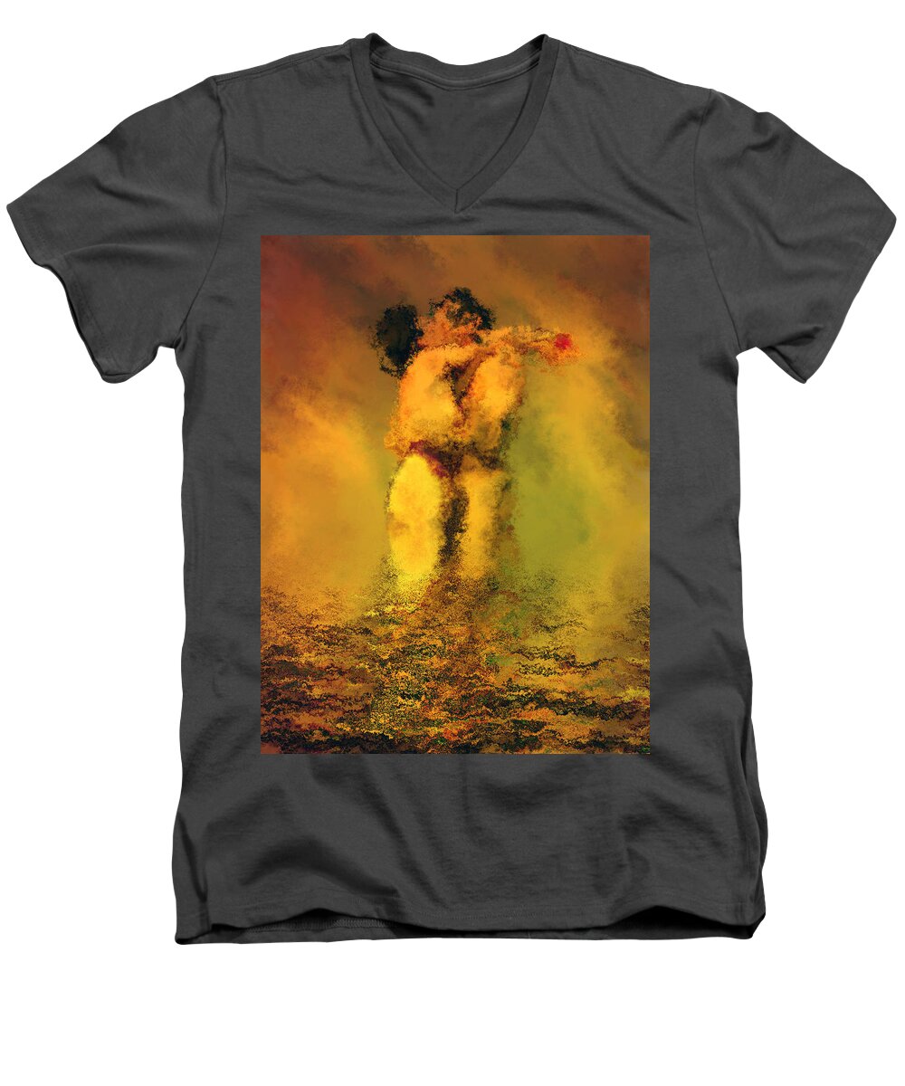 Nudes Men's V-Neck T-Shirt featuring the photograph Lovers by Kurt Van Wagner