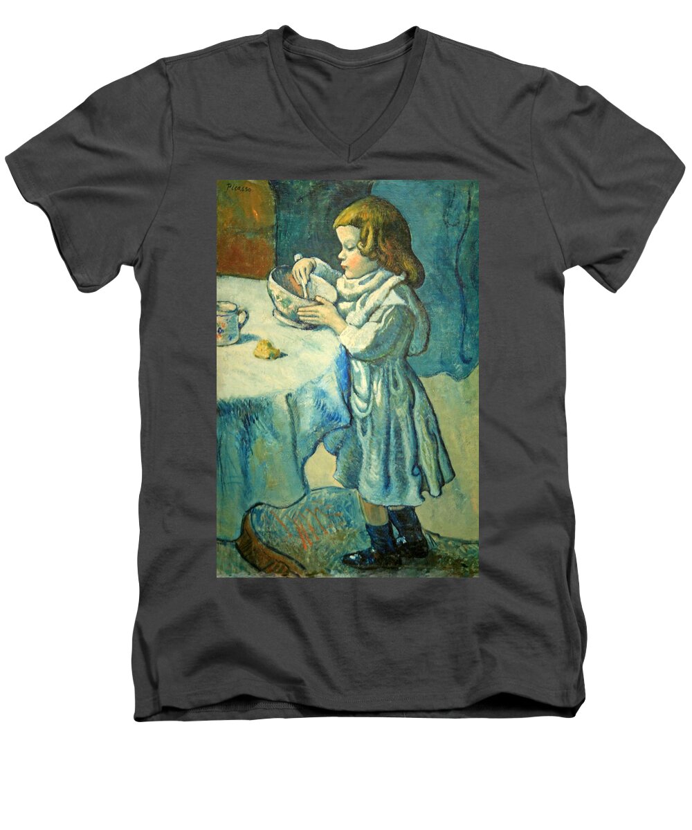 Le Gourmet Men's V-Neck T-Shirt featuring the photograph Picasso's Le Gourmet #2 by Cora Wandel