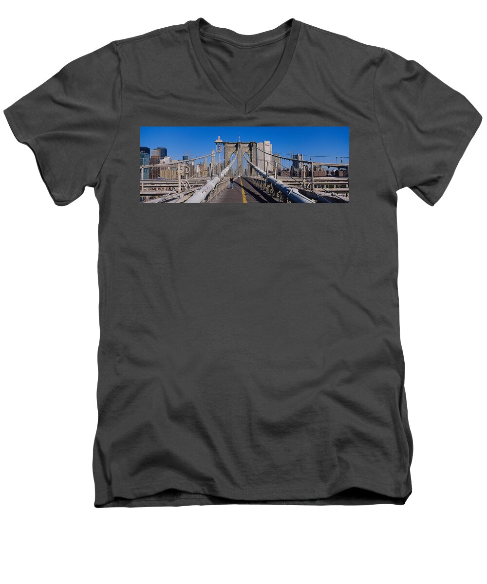 Photography Men's V-Neck T-Shirt featuring the photograph Rear View Of A Woman Walking #2 by Panoramic Images
