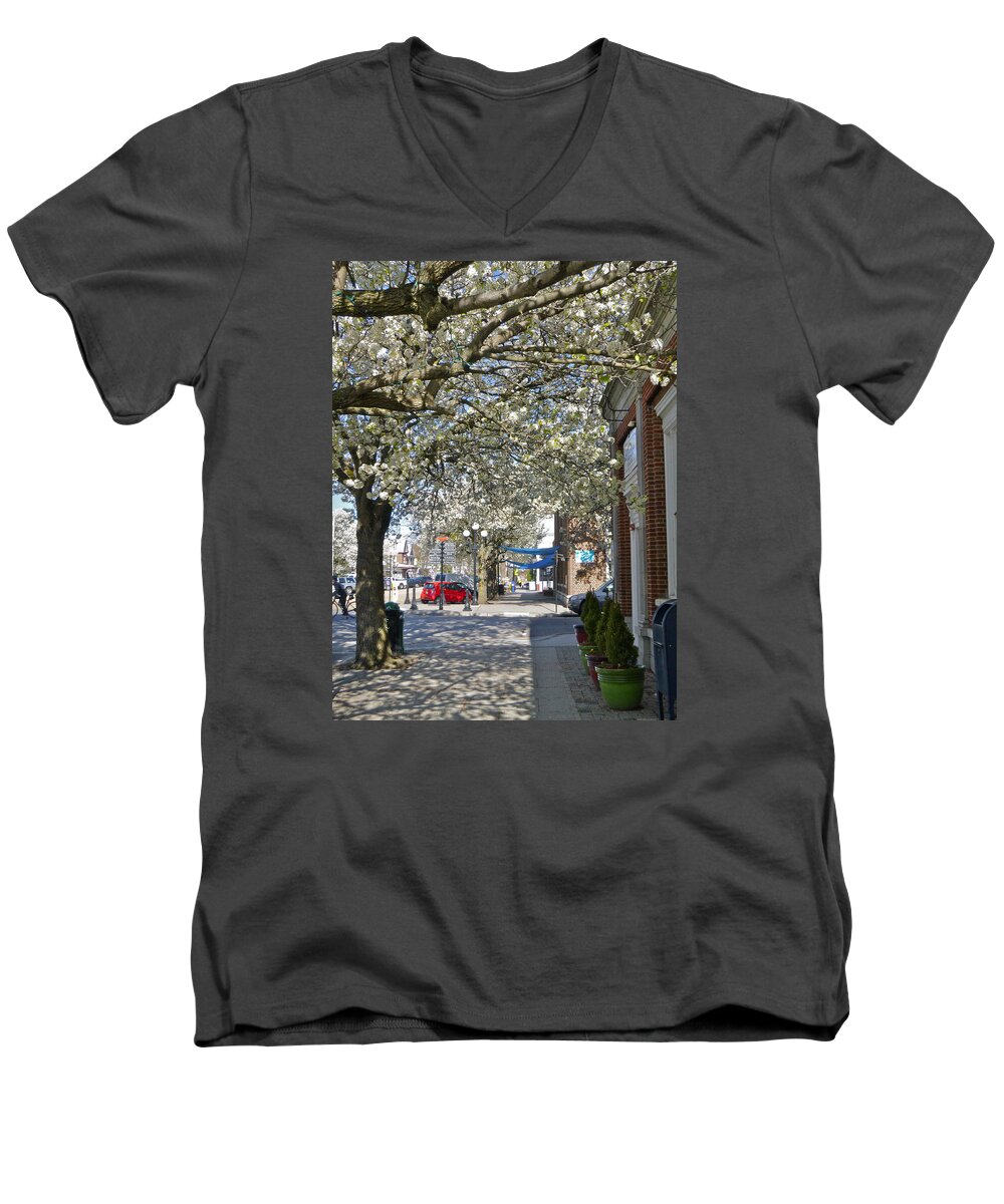 Saturday Men's V-Neck T-Shirt featuring the photograph Small town Saturday 2 by Ellen Paull