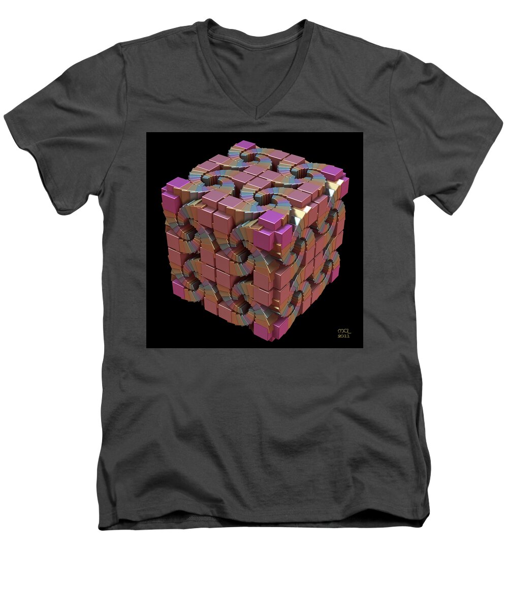Computer Men's V-Neck T-Shirt featuring the digital art Spiral Box III by Manny Lorenzo
