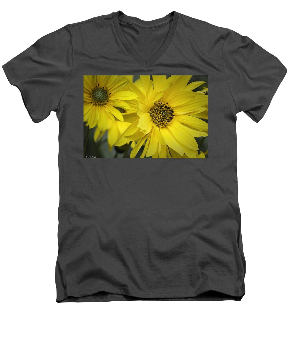 Flowers Men's V-Neck T-Shirt featuring the photograph Sunflowers #2 by Fran Gallogly