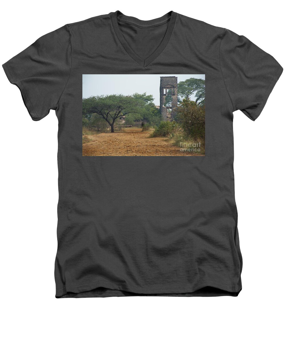 Mansion Men's V-Neck T-Shirt featuring the photograph Haunted Mansion #3 by Kiran Joshi