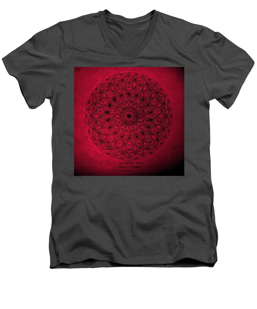 Jason Men's V-Neck T-Shirt featuring the drawing Wave Particle Duality #2 by Jason Padgett