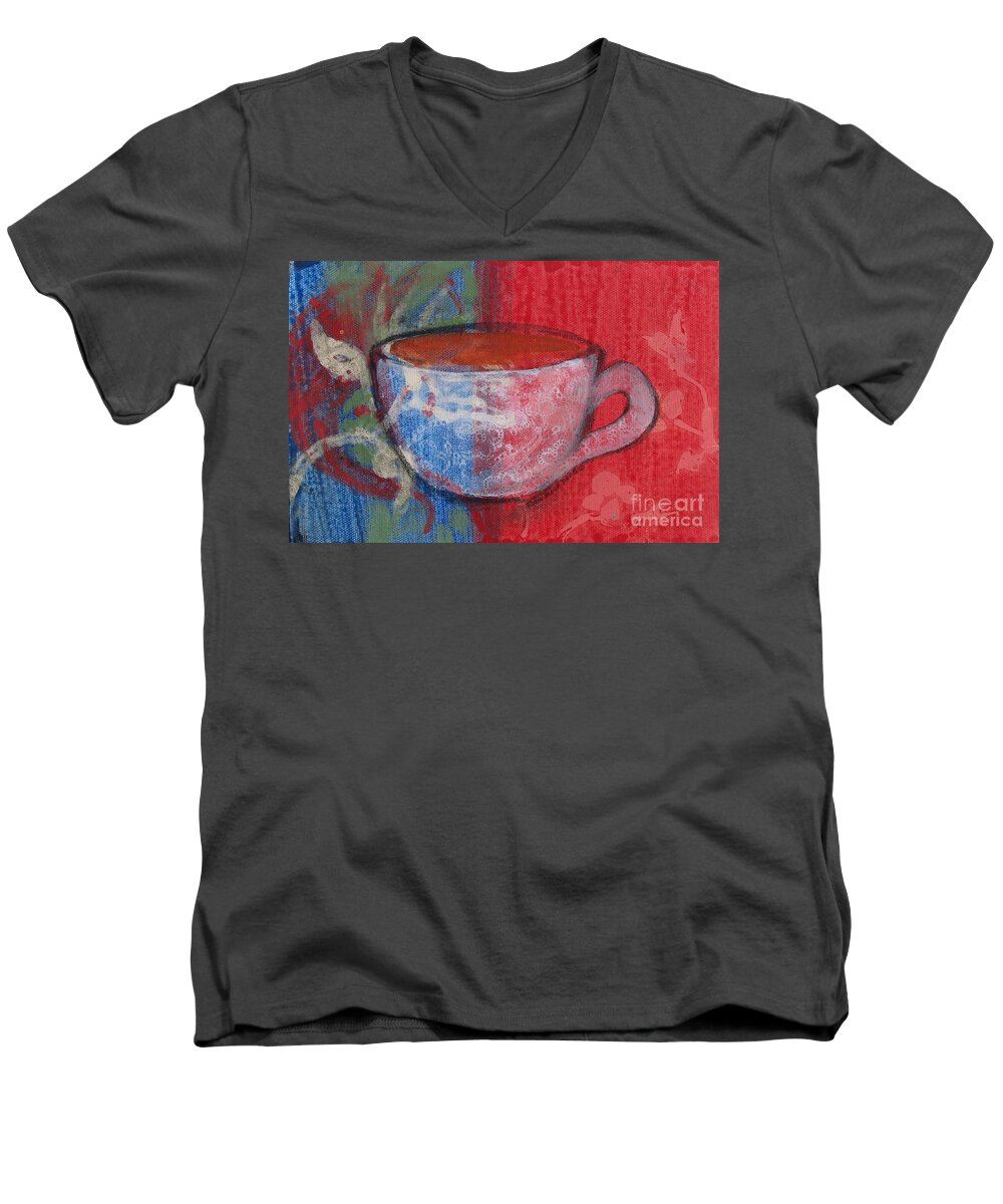 Beverage Men's V-Neck T-Shirt featuring the painting A Beverage by Robin Pedrero