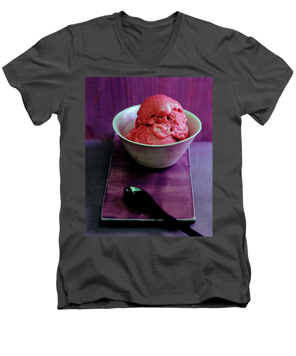 Dairy Men's V-Neck T-Shirt featuring the photograph A Bowl Of Gelato by Romulo Yanes