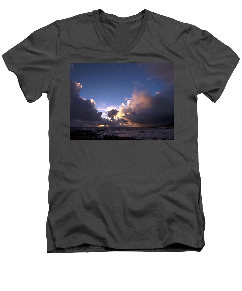 Clouds Men's V-Neck T-Shirt featuring the photograph A Day of Rain by Joe Schofield