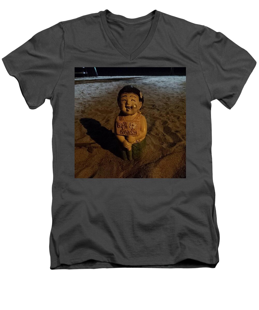  Men's V-Neck T-Shirt featuring the photograph A Welcoming Friend On My Night Stroll by Mr Photojimsf