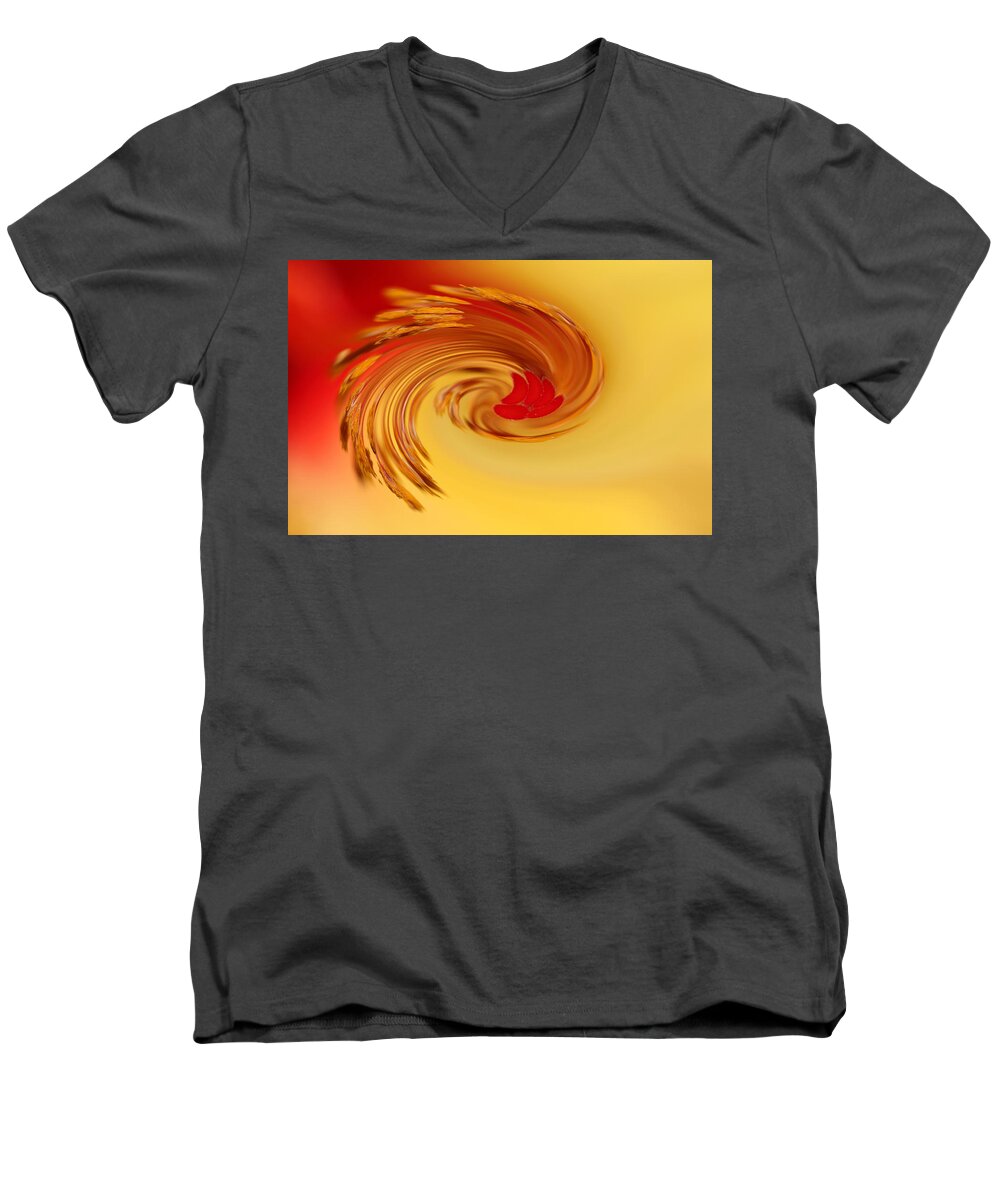Abstract Men's V-Neck T-Shirt featuring the photograph Abstract Swirl Hibiscus Flower by Debbie Oppermann