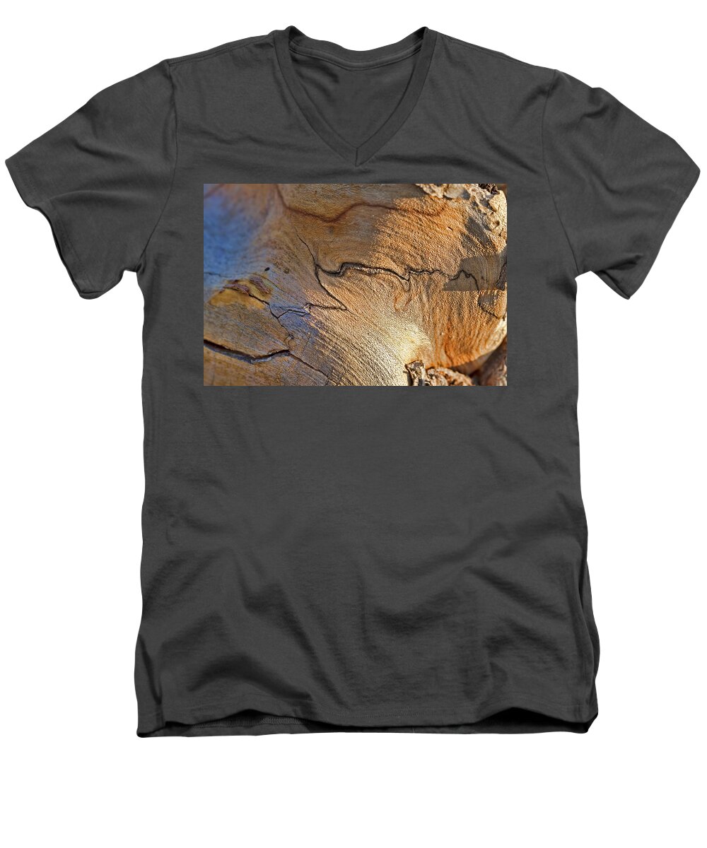 Park Men's V-Neck T-Shirt featuring the photograph Abstract in Old Wood by Gary Holmes