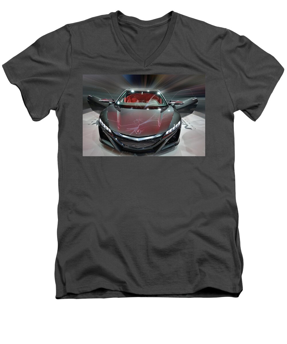 Acura Men's V-Neck T-Shirt featuring the photograph Acura N S X Hybrid Concept 2013 by Dragan Kudjerski