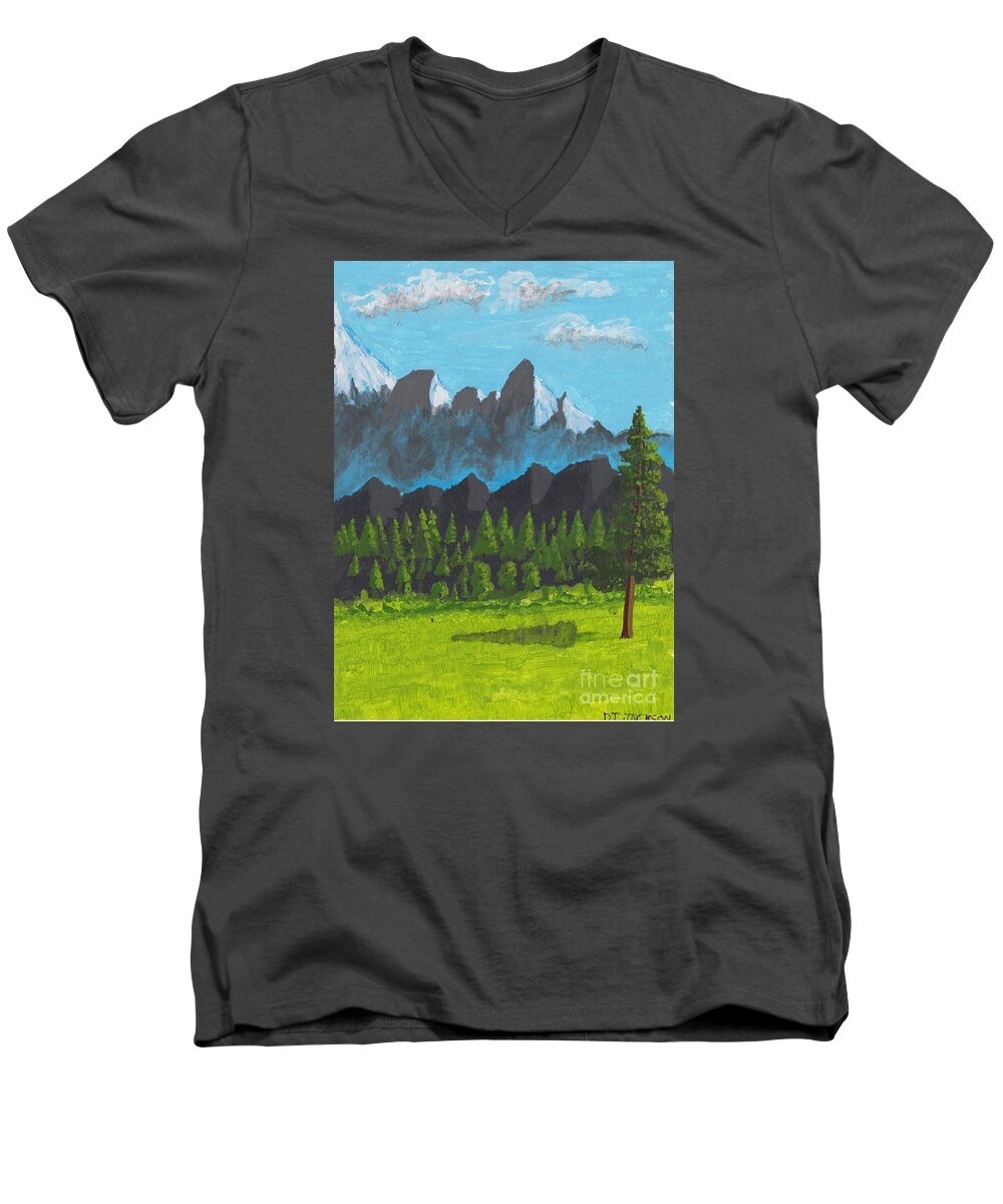 Acrylic Men's V-Neck T-Shirt featuring the painting Alpine Meadow by David Jackson
