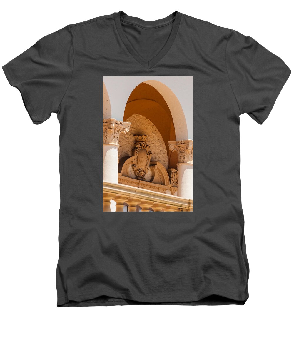 Coral Gables Biltmore Hotel Men's V-Neck T-Shirt featuring the photograph Alto Relievo Coat of Arms by Ed Gleichman