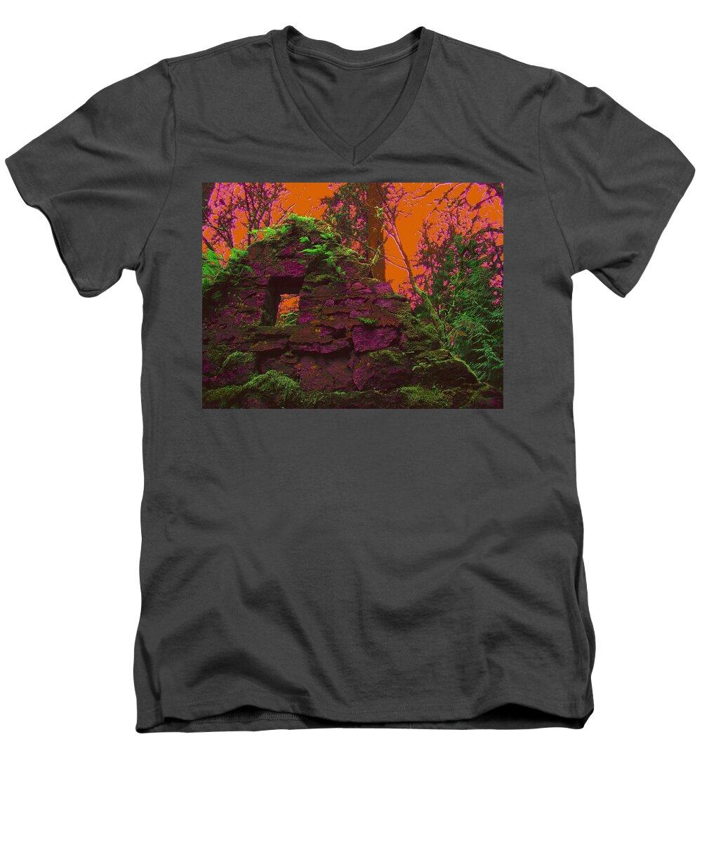 Stone House Men's V-Neck T-Shirt featuring the photograph Anarchy's Playhouse by Laureen Murtha Menzl