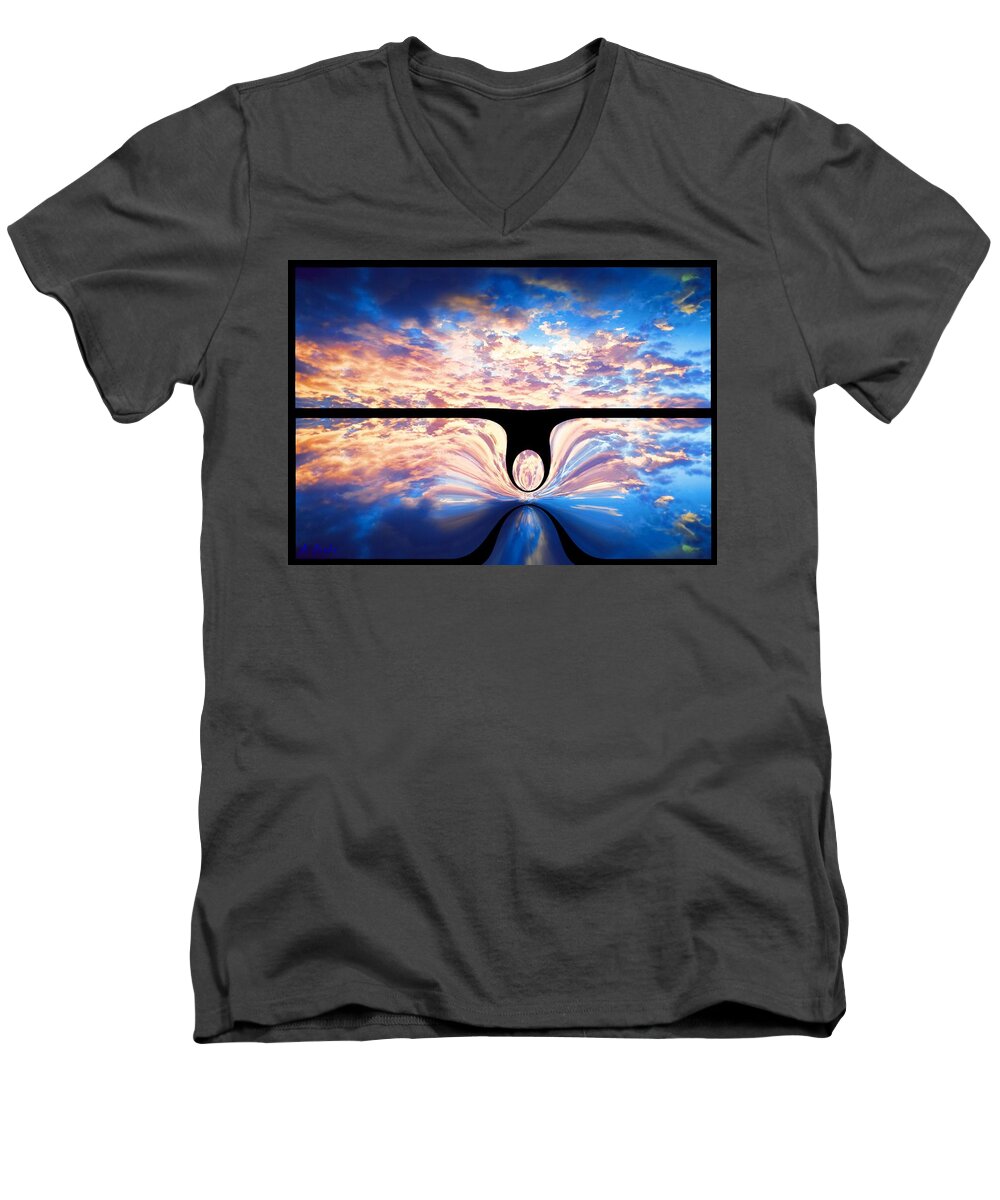 Angel Men's V-Neck T-Shirt featuring the digital art Angel In The Sky by Alec Drake