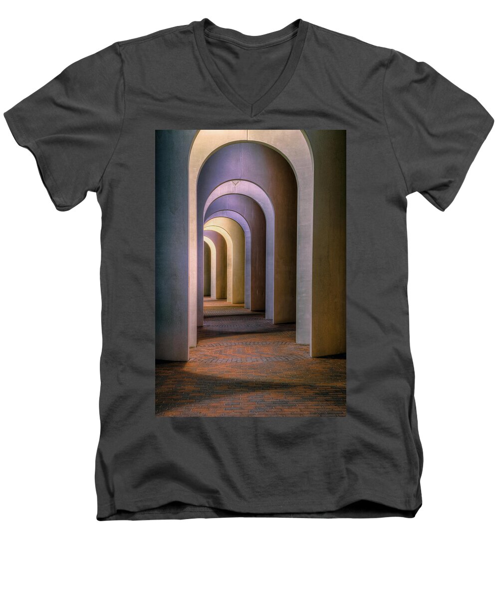 Arches Men's V-Neck T-Shirt featuring the photograph Arches of the Ferguson Center by Jerry Gammon