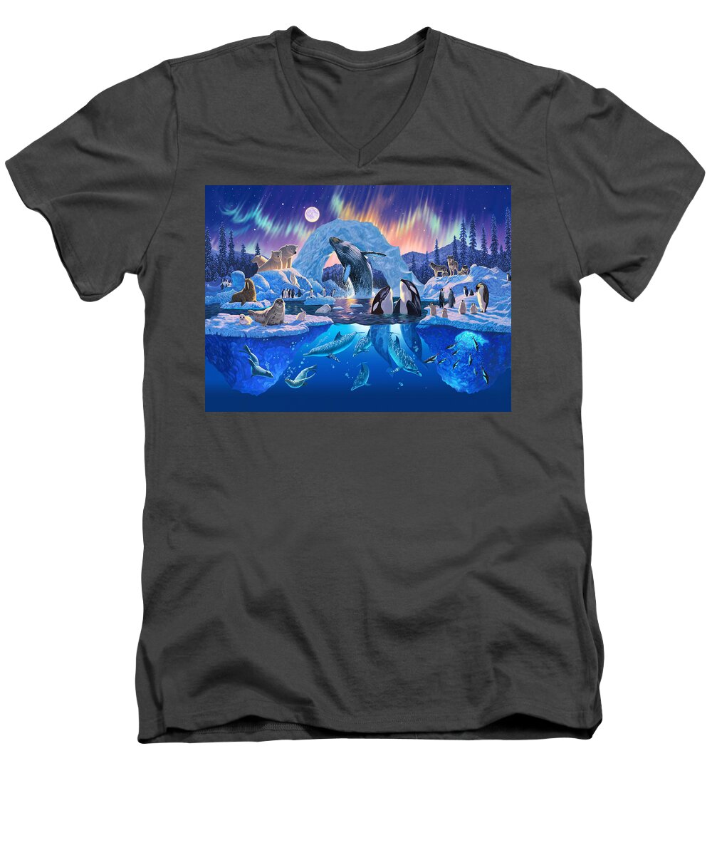 Animal Men's V-Neck T-Shirt featuring the photograph Arctic Harmony by MGL Meiklejohn Graphics Licensing