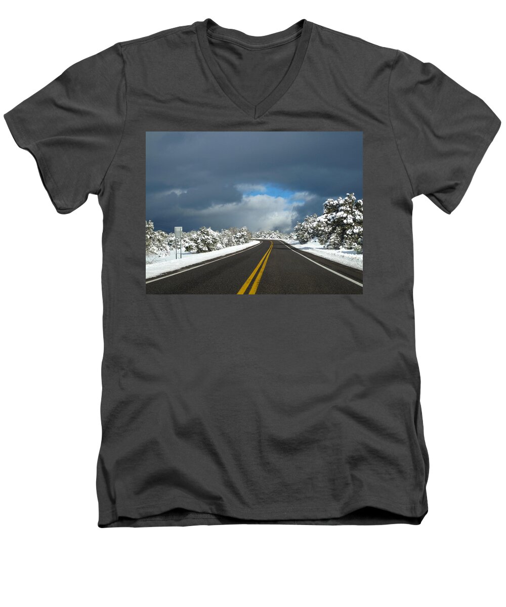  Men's V-Neck T-Shirt featuring the photograph Arizona Snow 1 by Gregory Daley MPSA