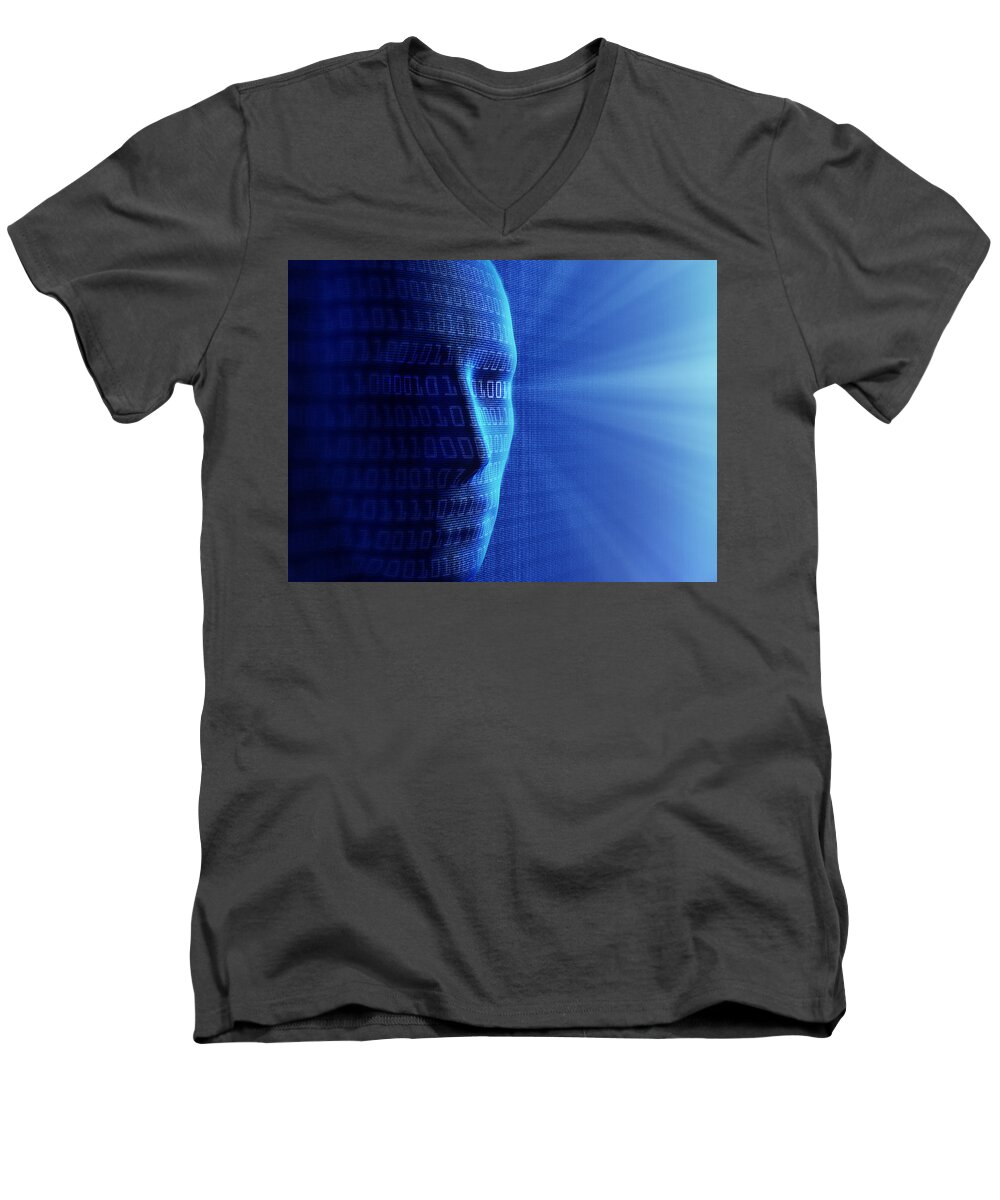 Face Men's V-Neck T-Shirt featuring the photograph Artificial intelligence by Johan Swanepoel