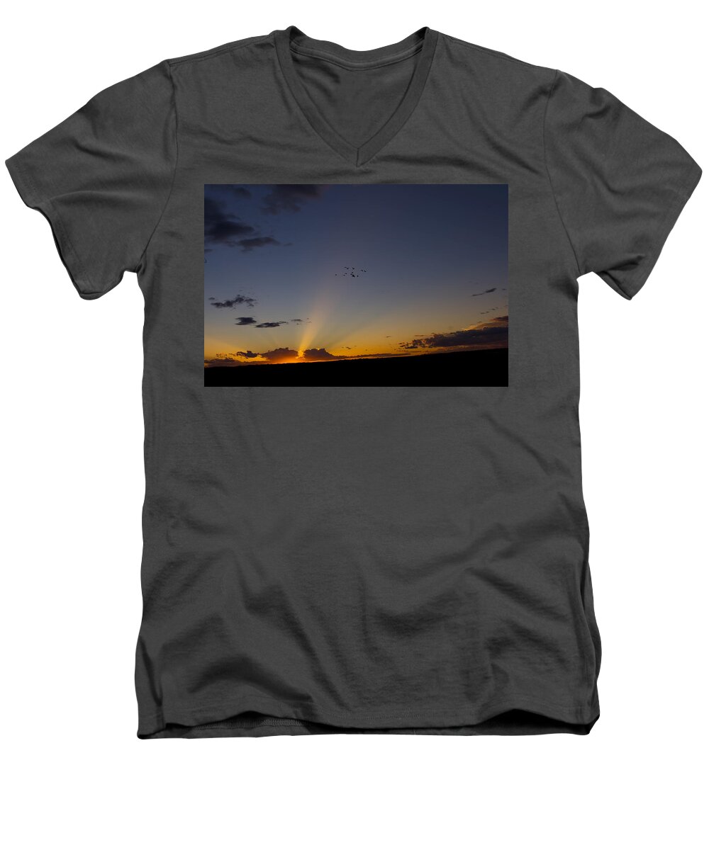 Photograph Men's V-Neck T-Shirt featuring the photograph As Night Falls by Rhonda McDougall