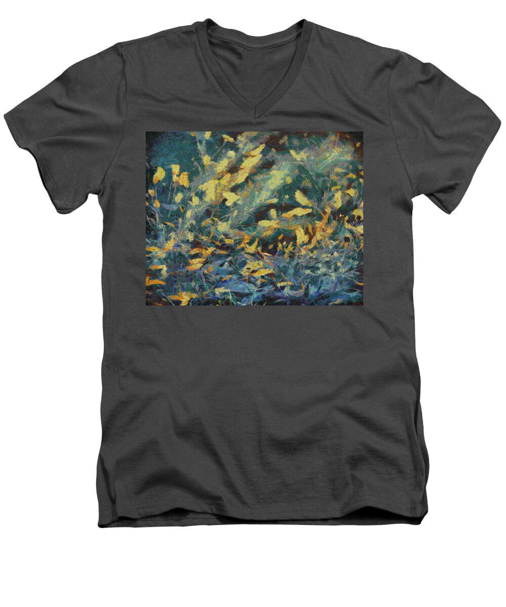 Www.themidnightstreets.net Men's V-Neck T-Shirt featuring the painting As The Wind Blows by Joe Misrasi