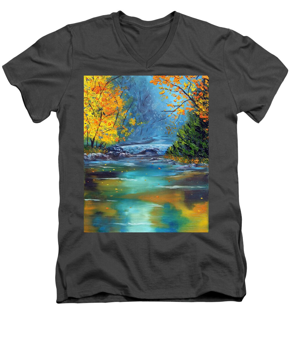 Landscape Men's V-Neck T-Shirt featuring the painting Assurance by Meaghan Troup
