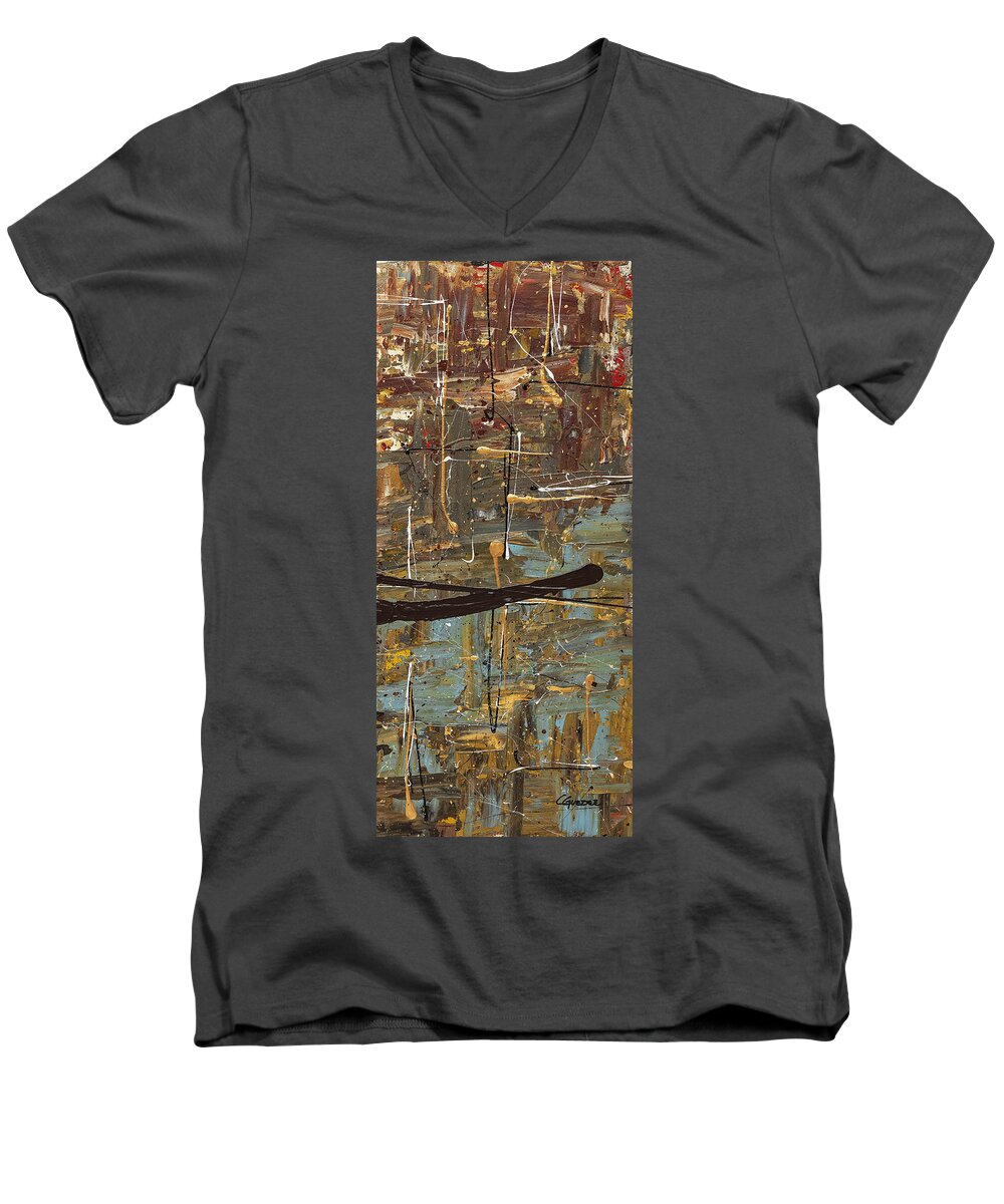 Abstract Art Men's V-Neck T-Shirt featuring the painting Autumn 3 by Carmen Guedez