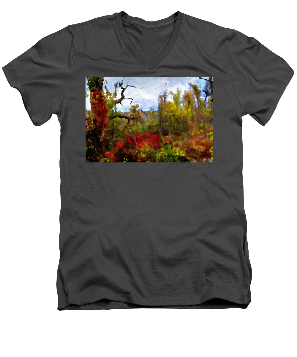 Horizon Image Men's V-Neck T-Shirt featuring the photograph Autumn in New England by Joan Reese