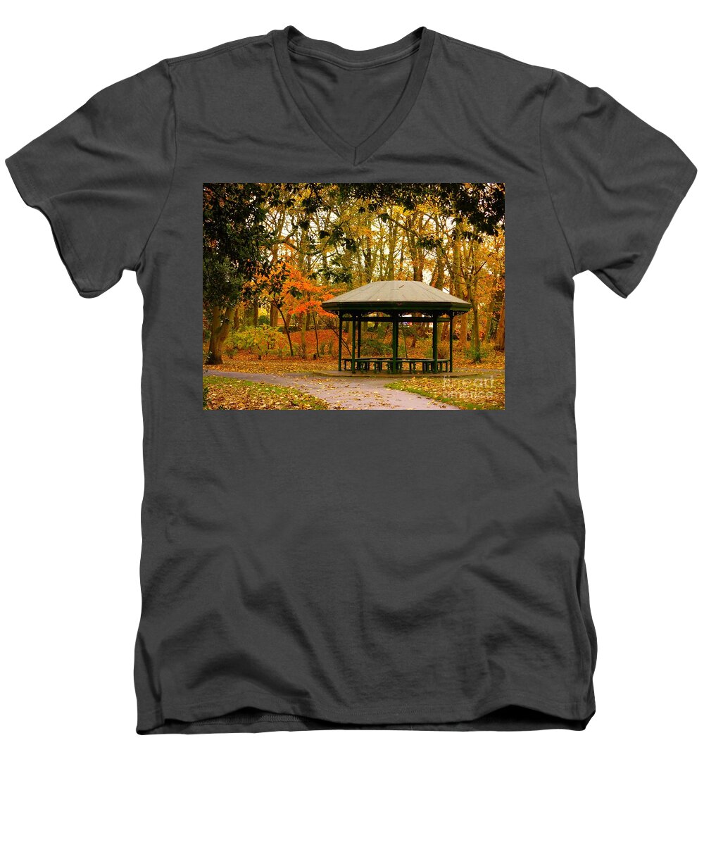 Autumn Men's V-Neck T-Shirt featuring the photograph Autumn Paradise by Joan-Violet Stretch