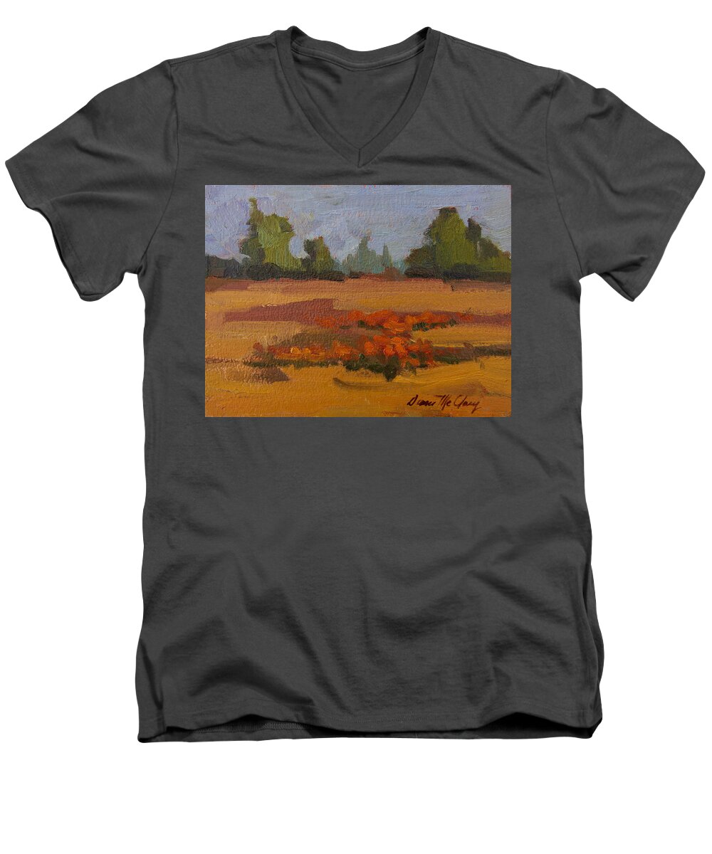 Autumn Men's V-Neck T-Shirt featuring the painting Autumn Poppy Field by Diane McClary