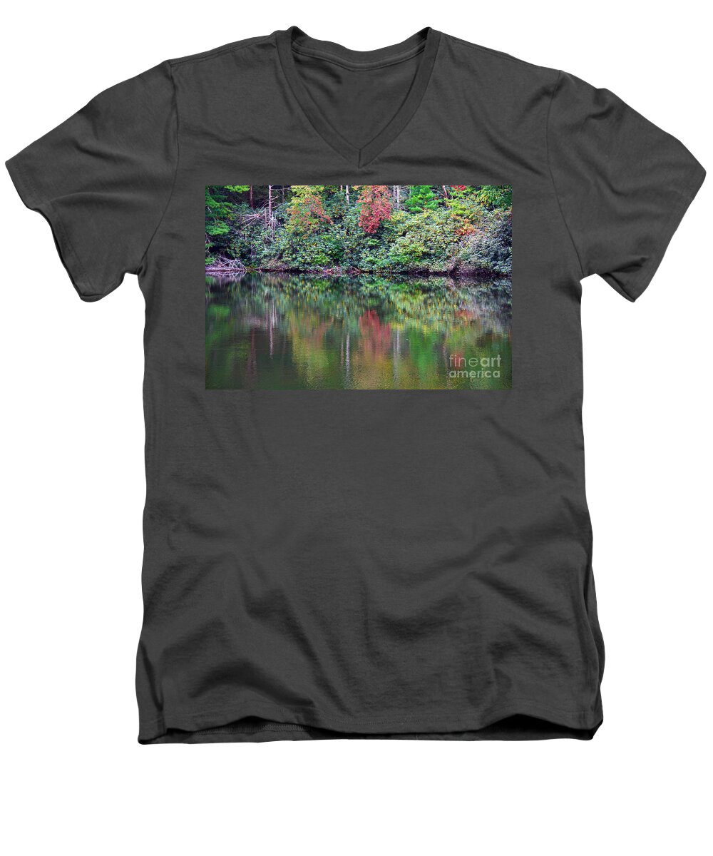 Landscape Men's V-Neck T-Shirt featuring the photograph Autumn Reflections by Melissa Petrey