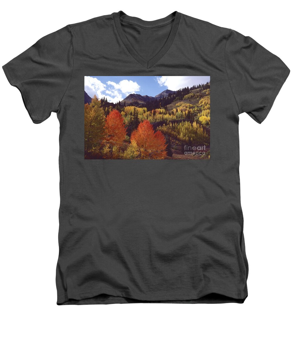 Mountains Men's V-Neck T-Shirt featuring the photograph Autumn Splendor by Bon and Jim Fillpot