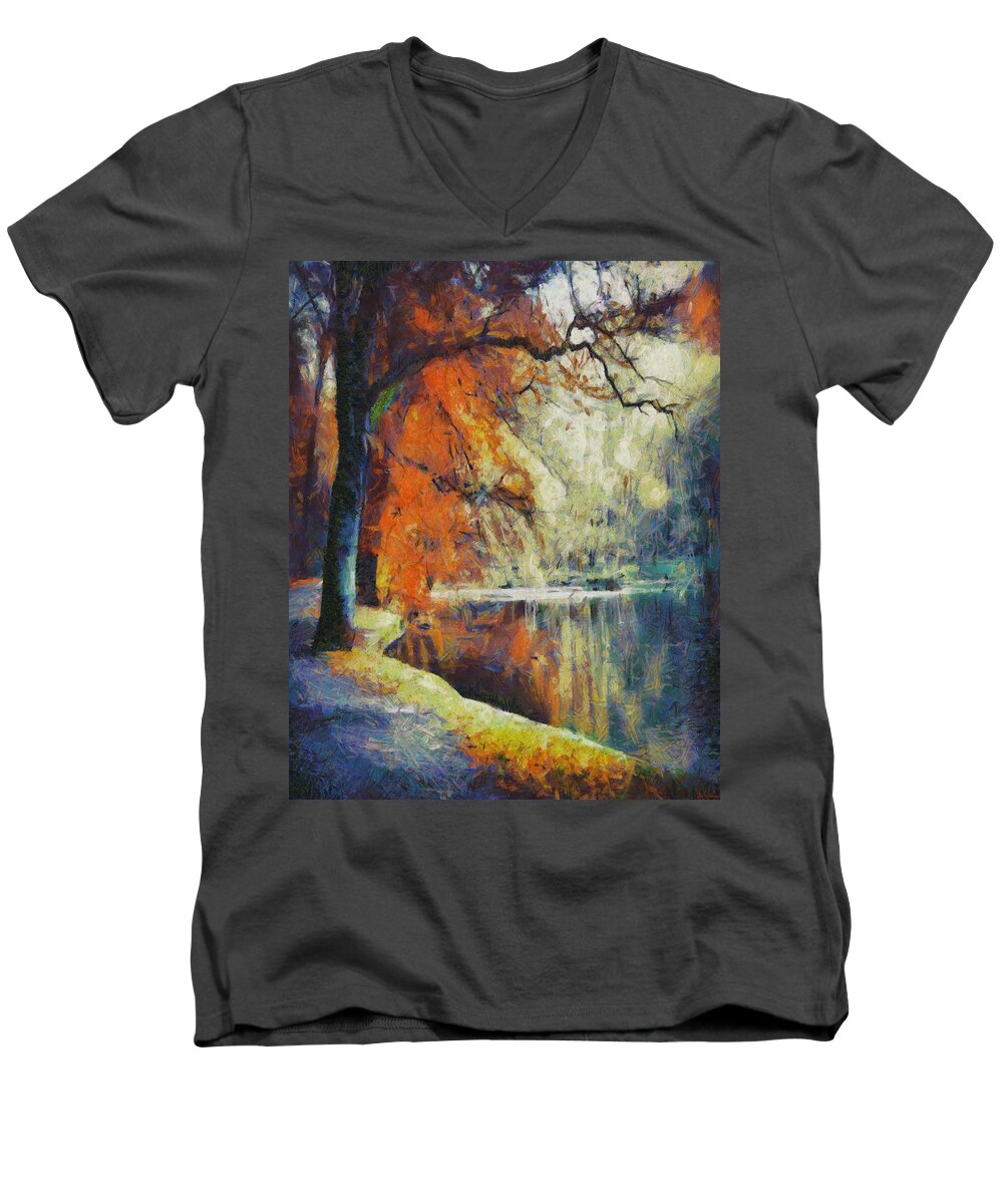 Www.themidnightstreets.net Men's V-Neck T-Shirt featuring the painting Back To Our Dreams by Joe Misrasi