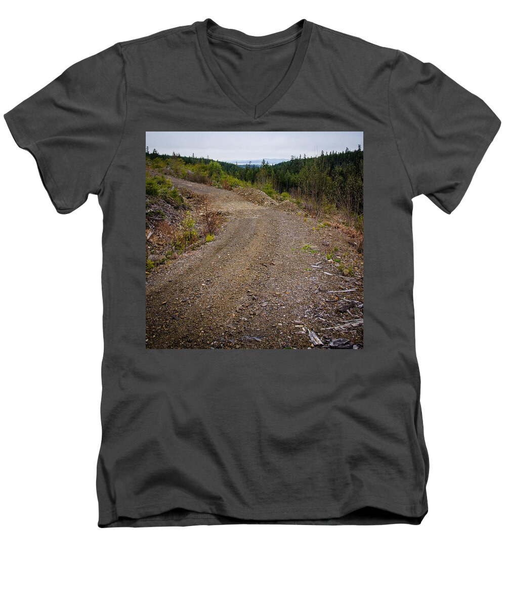 Backroad Men's V-Neck T-Shirt featuring the photograph 4x4 Logging Road to Adventure by Roxy Hurtubise