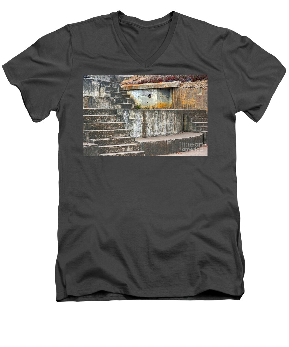 Kate Brown Men's V-Neck T-Shirt featuring the photograph Battery Chamberlin by Kate Brown