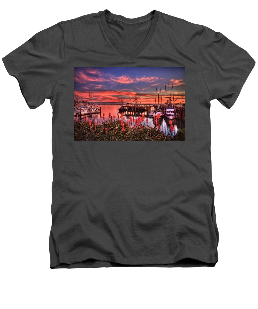 Morro Bay Men's V-Neck T-Shirt featuring the photograph Beautiful Harbor by Beth Sargent