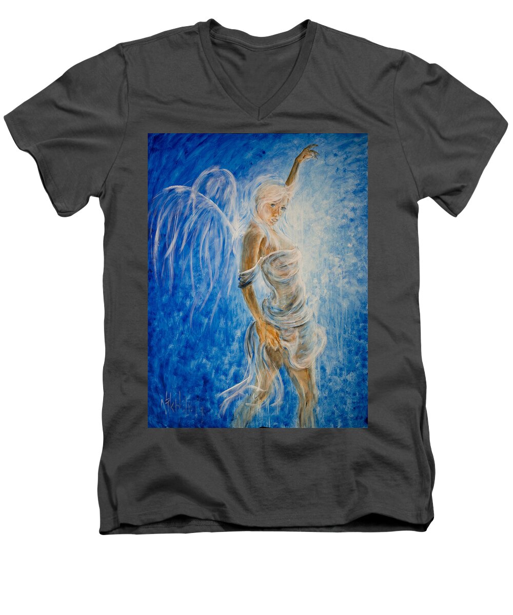 Featured Men's V-Neck T-Shirt featuring the painting Bedazzled by Nik Helbig