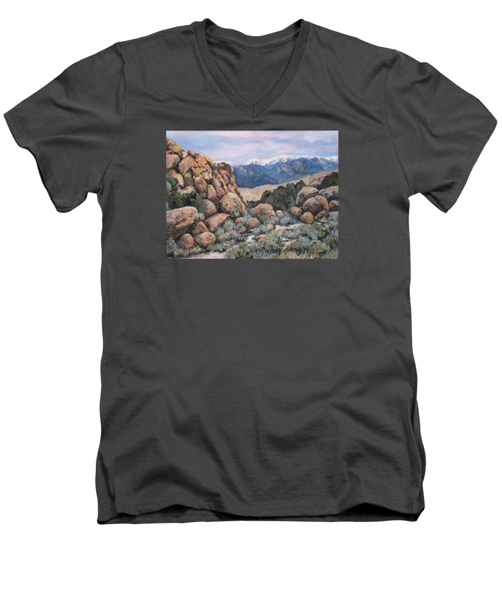 Nature Men's V-Neck T-Shirt featuring the painting Benton by Donna Tucker