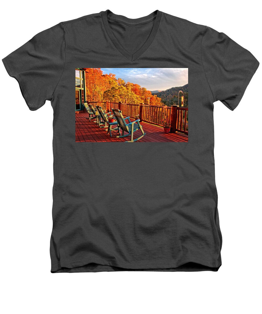 Autumn Views Men's V-Neck T-Shirt featuring the photograph Best View in Town by Lynn Bauer