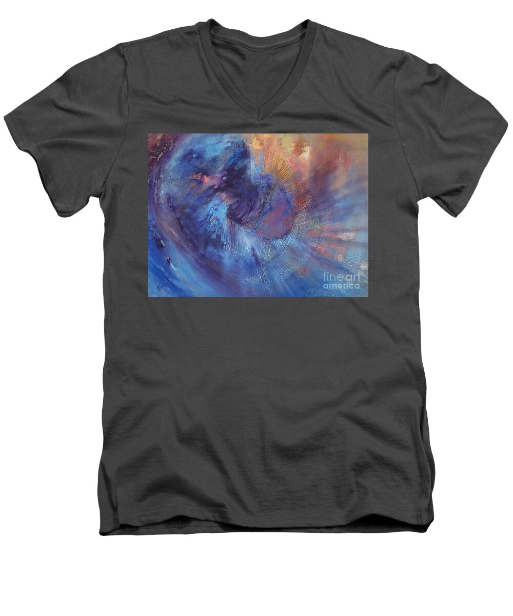 Abstract Men's V-Neck T-Shirt featuring the painting Beyond by Valerie Travers