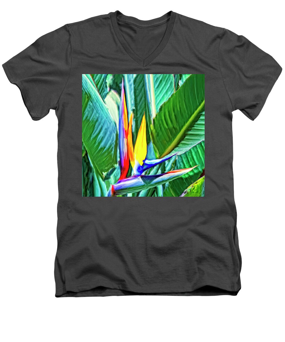 Bird Of Paradise Men's V-Neck T-Shirt featuring the painting Bird of Paradise by Dominic Piperata