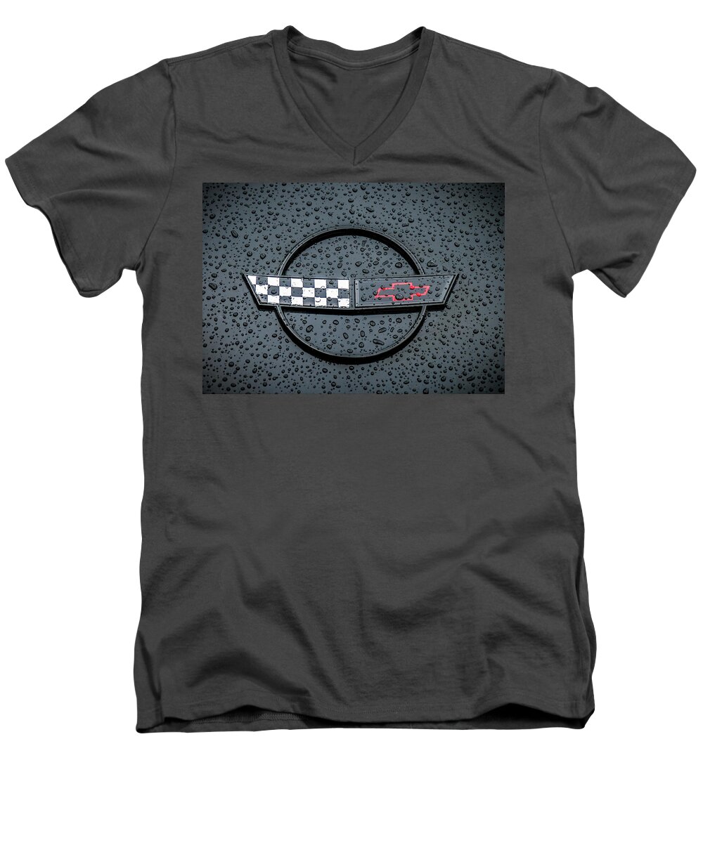 Chevrolet Men's V-Neck T-Shirt featuring the digital art Black Flag by Douglas Pittman