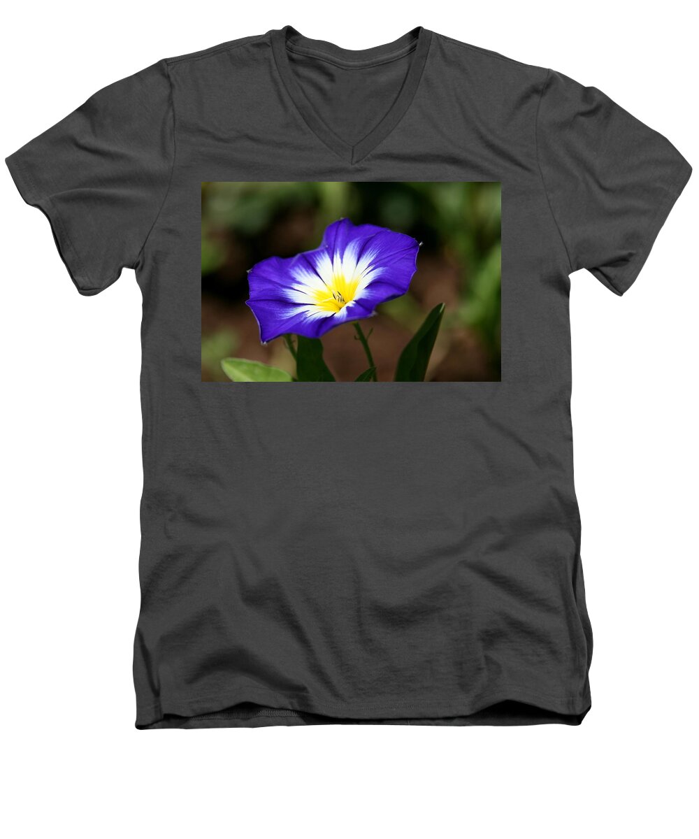 Flower Men's V-Neck T-Shirt featuring the photograph Blooming Blue by Neal Eslinger