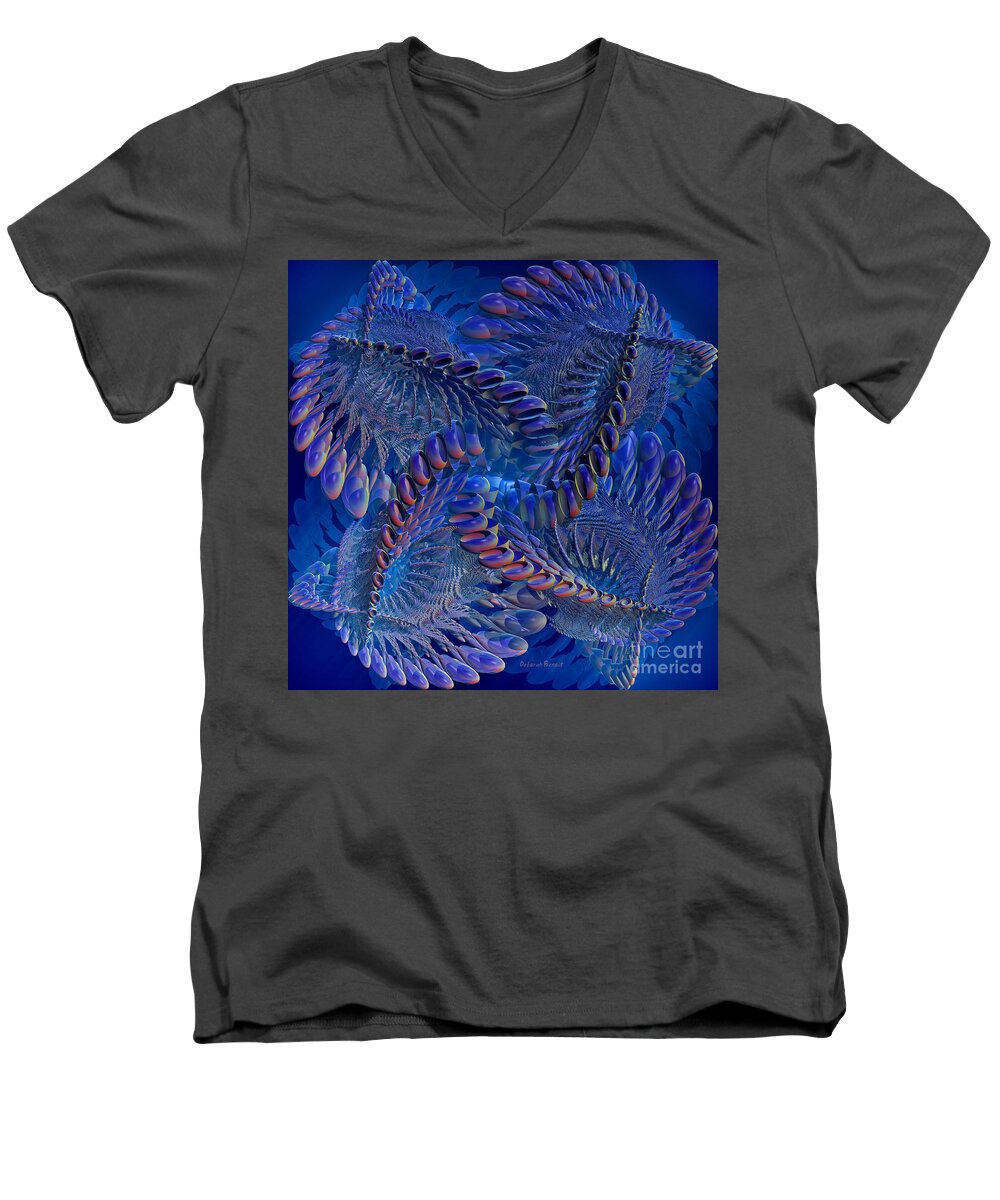 3d Men's V-Neck T-Shirt featuring the digital art Blue 3 by Deborah Benoit