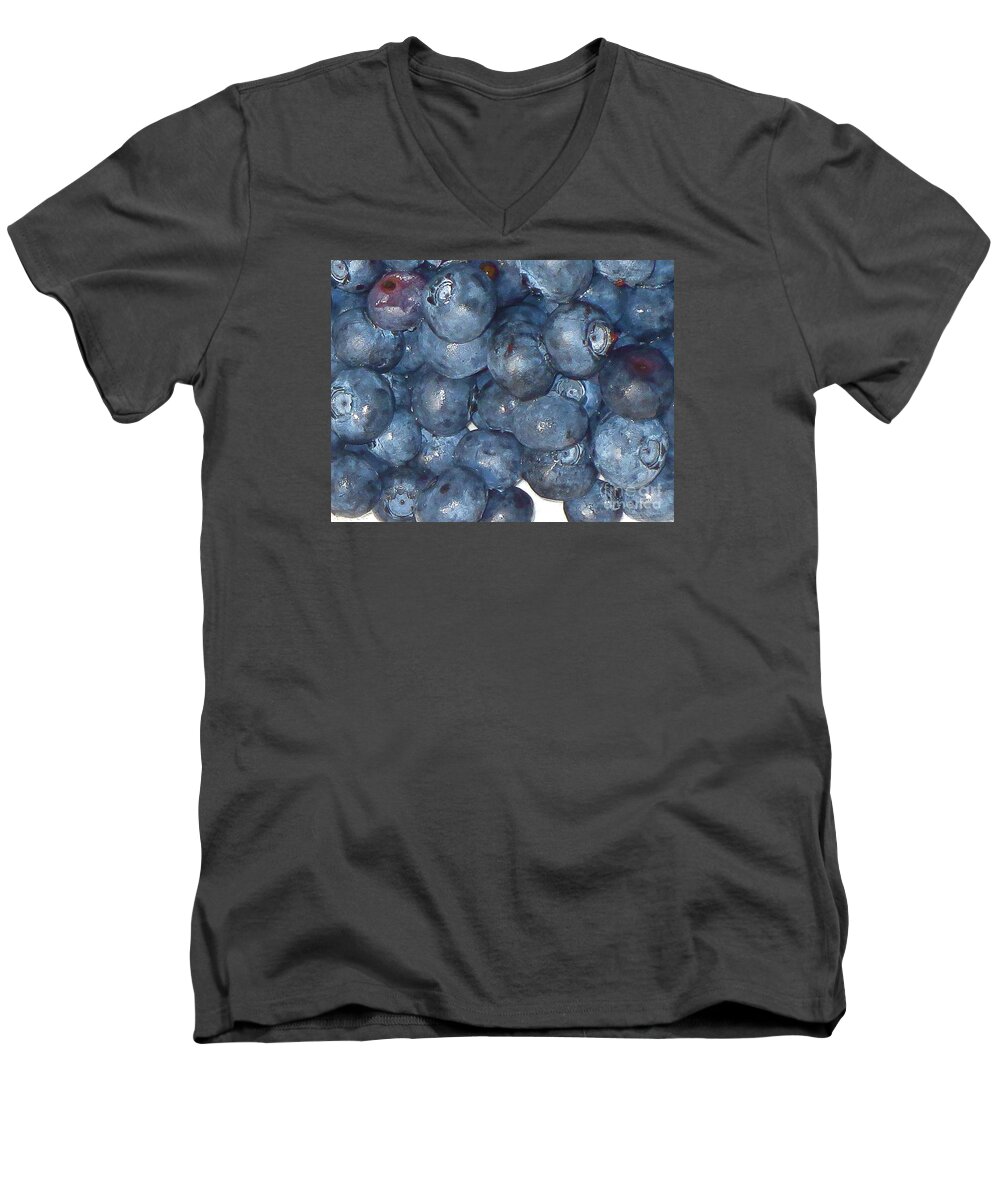Blueberries Men's V-Neck T-Shirt featuring the photograph Blueberries by Robert Birkenes