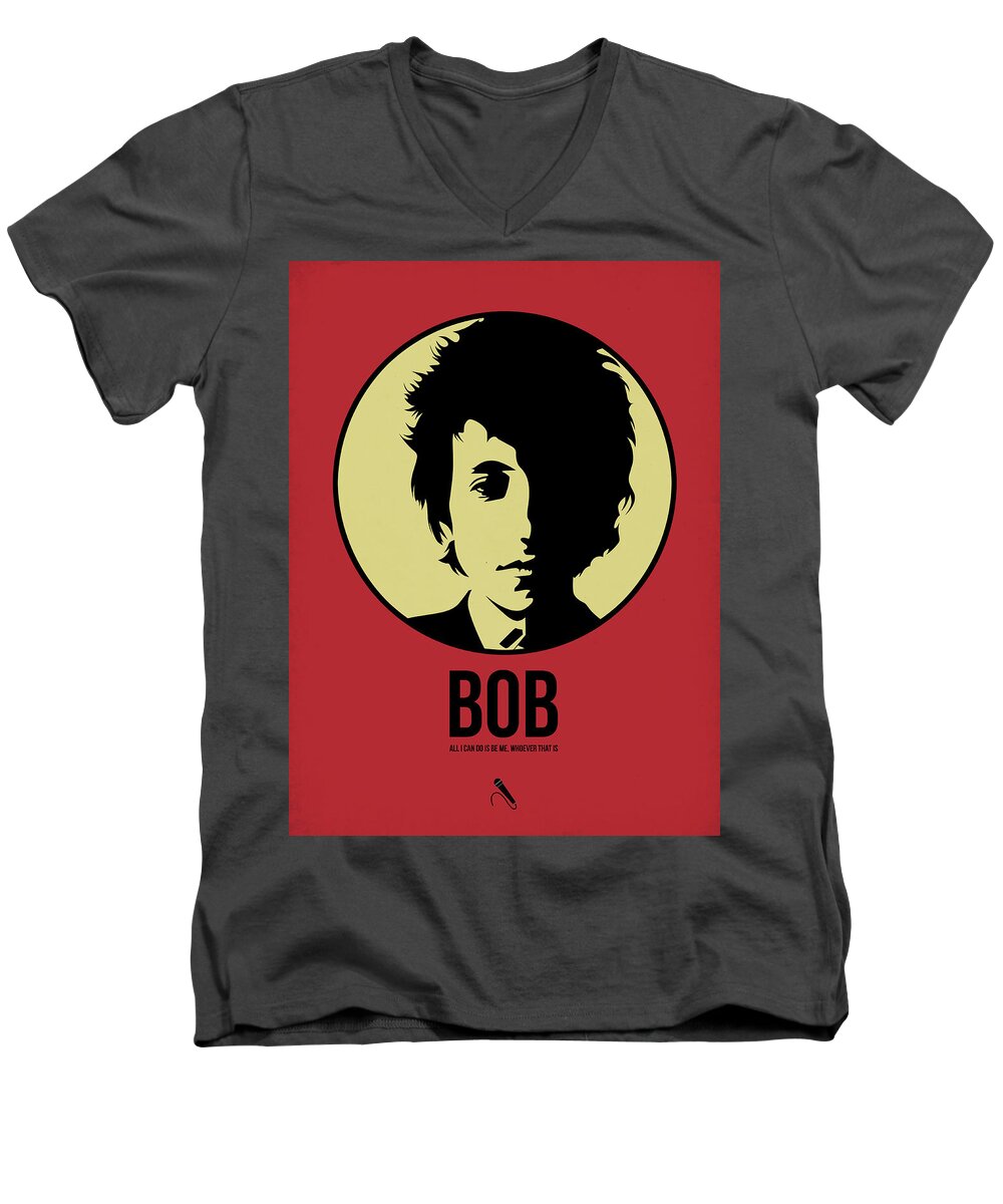 Music Men's V-Neck T-Shirt featuring the digital art Bob Poster 1 by Naxart Studio