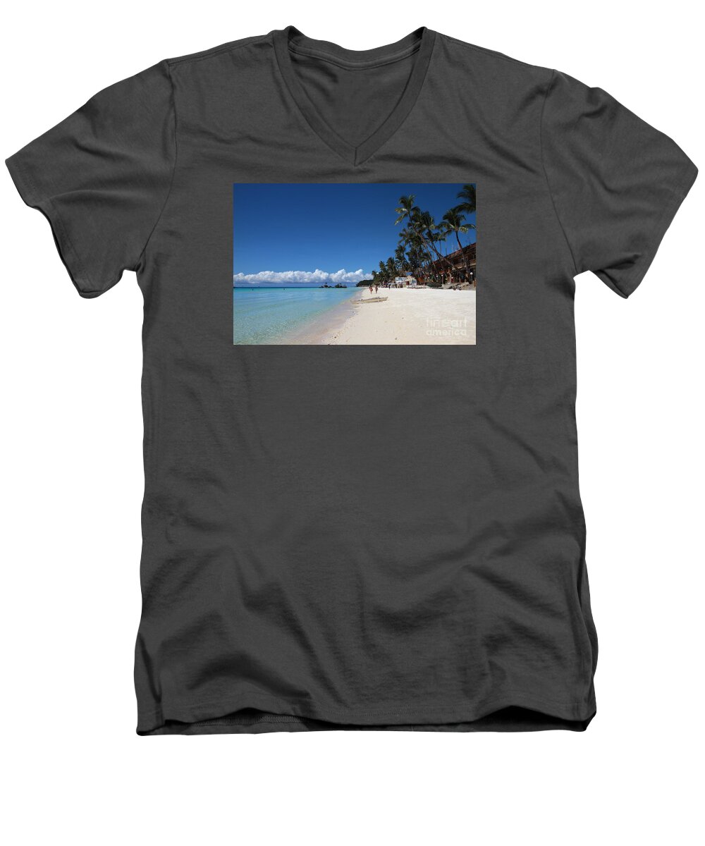 Boracay Men's V-Neck T-Shirt featuring the photograph Boracay Beach by Joey Agbayani