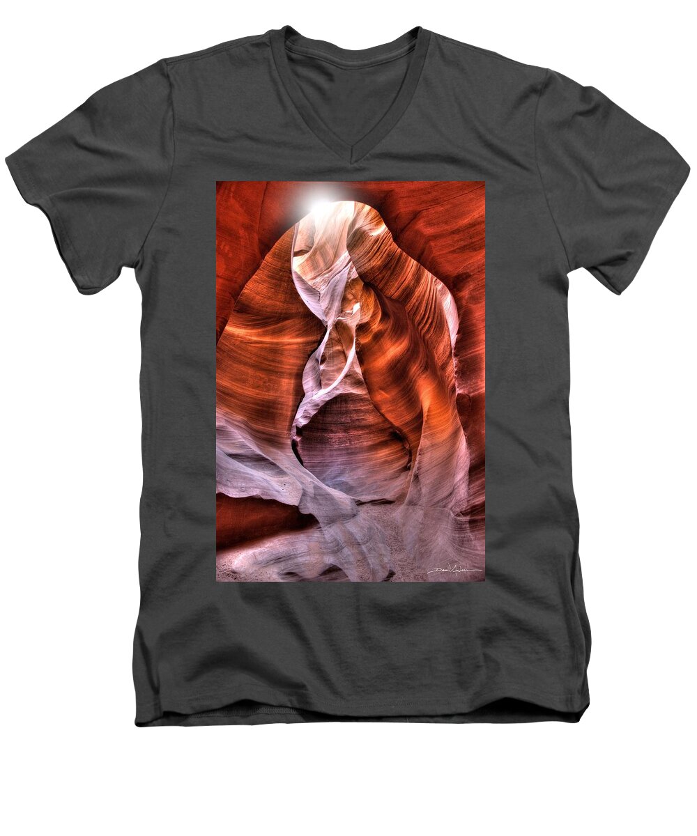 Slot Canyon Men's V-Neck T-Shirt featuring the photograph Breath of Life by David Andersen