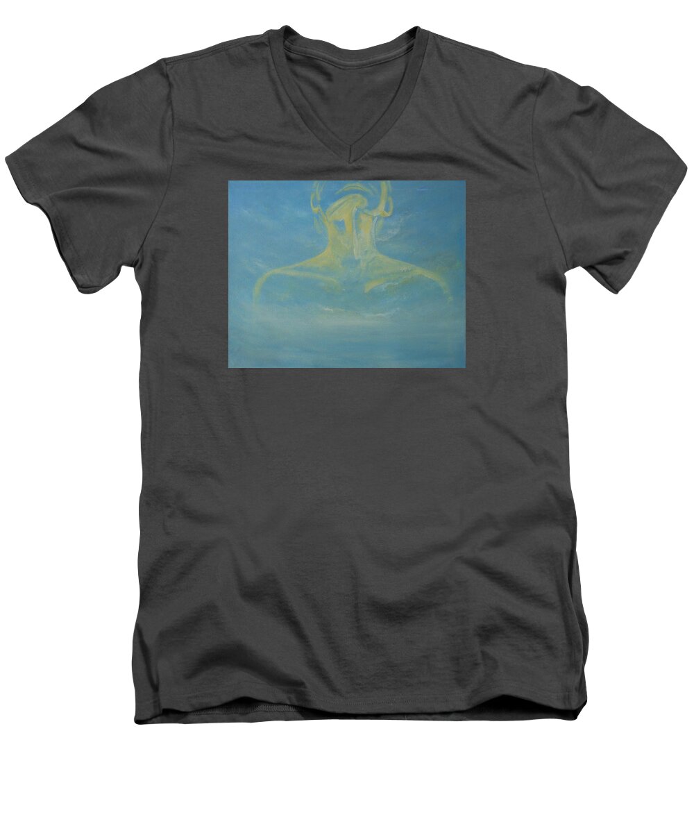 Abstract Men's V-Neck T-Shirt featuring the painting Breathe by Jane See