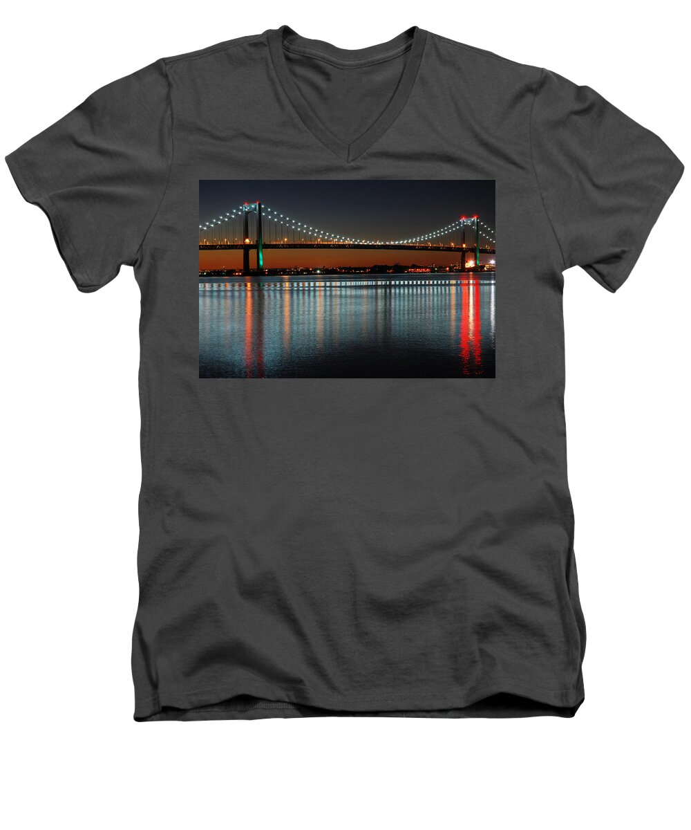 Throgs Men's V-Neck T-Shirt featuring the photograph Suspended Reflections by James Kirkikis